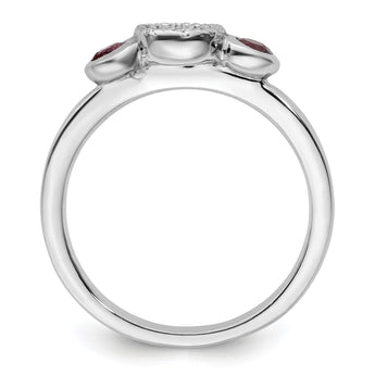Sterling Silver Stackable Expressions Dbl Round Rhod. Garnet & Dia. Ring - Birthstone Company