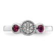 Sterling Silver Stackable Expressions Dbl Round Rhod. Garnet & Dia. Ring - Birthstone Company