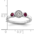 Sterling Silver Stackable Expressions Dbl Round Rhod. Garnet & Dia. Ring - Birthstone Company