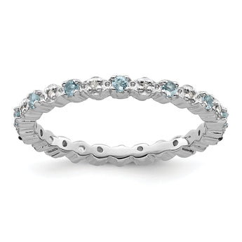 Sterling Silver Stackable Expressions Aquamarine & Diamond Ring