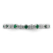Sterling Silver Stackable Expressions Cr. Emerald & Diamond Ring