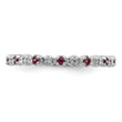 Sterling Silver Stackable Expressions Rhod. Garnet & Diamond Ring - Birthstone Company