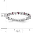 Sterling Silver Stackable Expressions Rhod. Garnet & Diamond Ring - Birthstone Company