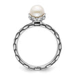 Sterling Silver Stack Expressions Polished Patterned White Freshwater Cultured Pearl Ring - Birthstone Company