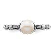 Sterling Silver Stack Expressions Polished Patterned White Freshwater Cultured Pearl Ring - Birthstone Company