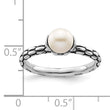 Sterling Silver Stack Expressions Polished Patterned White Freshwater Cultured Pearl Ring - Birthstone Company