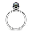 Sterling Silver Stack Exp. Polished Black Fresh Water Cultured Pearl Ring