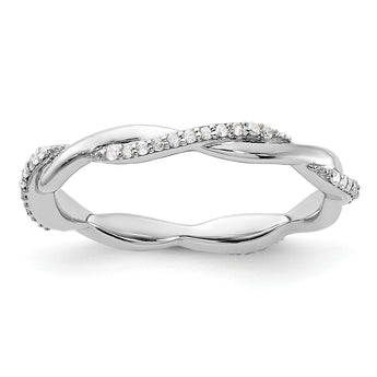 Sterling Silver Stackable Expressions Polished Diamond Ring - Birthstone Company