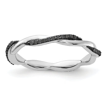 Sterling Silver Stackable Expressions Polished Black Diamond Ring