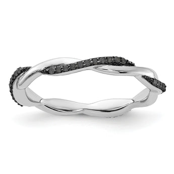 Sterling Silver Stackable Expressions Polished Black Diamond Ring - Birthstone Company
