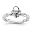 Diamond Heart Lock Stackable Ring in Sterling Silver - Birthstone Company
