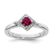Sterling Silver Stackable Expressions Polished Cr. Ruby & Dia Ring - Birthstone Company