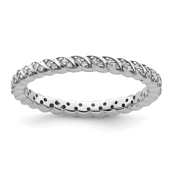 Sterling Silver Stackable Expressions Polished Diamond Ring - Birthstone Company