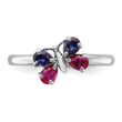 Sterling Silver Stackable Expressions Cr Ruby & Cr Sapphire Butterfly Ring - Birthstone Company