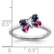 Sterling Silver Stackable Expressions Cr Ruby & Cr Sapphire Butterfly Ring - Birthstone Company
