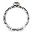 Sterling Silver Stackable Expressions Checker-cut Garnet Antiqued Ring - Birthstone Company