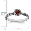 Sterling Silver Stackable Expressions Checker-cut Garnet Antiqued Ring - Birthstone Company