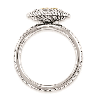 Sterling Silver & 14k Stackable Expressions Rhodium-platedod. Garnet Antiqued Ring - Birthstone Company