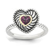 Sterling Silver & 14k Stackable Expressions Rhodium-platedod. Garnet Antiqued Ring - Birthstone Company