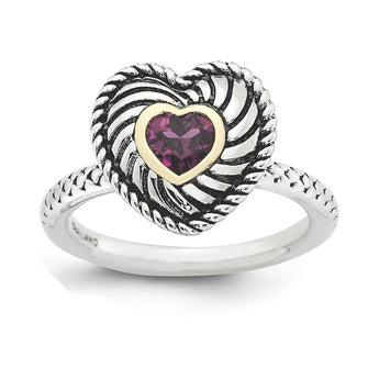 Sterling Silver & 14k Stackable Expressions Rhodium-platedod. Garnet Antiqued Ring - Birthstone Company