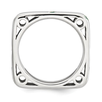 Sterling Silver Stackable Expressions Polished Created Emerald Square Ring - Birthstone Company