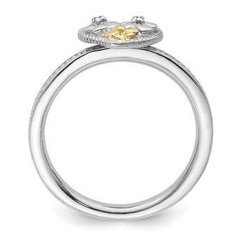 Sterling Silver & 14k Stackable Expressions Diamond Heart Ring - Birthstone Company