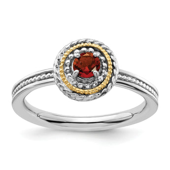 Sterling Silver & 14k Stackable Expressions Garnet Ring - Birthstone Company
