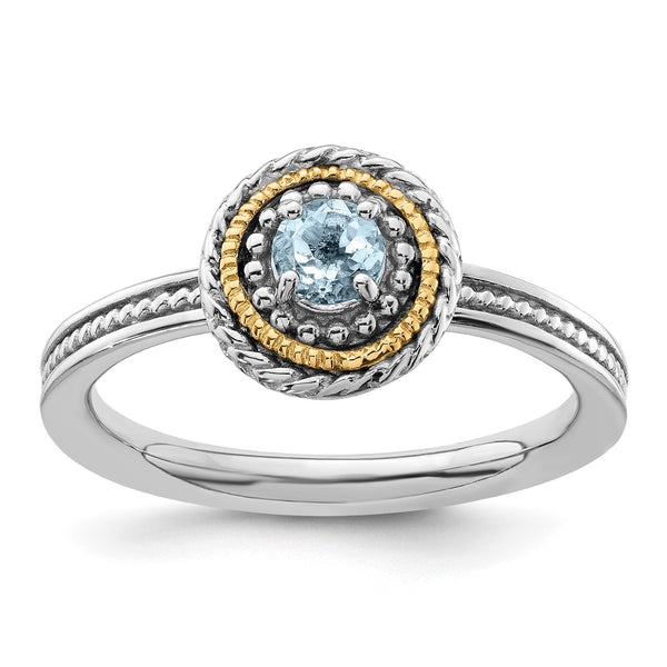 Sterling Silver & 14K Expressions Aquamarine Ring - Birthstone Company