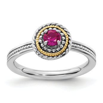 Sterling Silver & 14k Stackable Expressions Created Ruby Ring