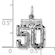Sterling Silver Rhodium-plated Diamond-cut #50 Charm