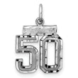 Sterling Silver Rhodium-plated Diamond-cut #50 Charm