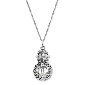 Sentimental Expressions Sterling Silver Rhodium-plated Antiqued FW Cultured Pearls of Wisdom 18in Necklace - Birthstone Company