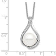 Sentimental Expressions Sterling Silver Rhodium-plated FW Cultured Pearl CZ Forever (Embrace) 18in Necklace - Birthstone Company