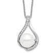 Sentimental Expressions Sterling Silver Rhodium-plated FW Cultured Pearl CZ Forever (Embrace) 18in Necklace - Birthstone Company