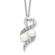 Sentimental Expressions Sterling Silver Rhodium-plated FWC Pearl CZ 2 P's in a Pod Motherhood Friendship 18in Necklace - Birthstone Company