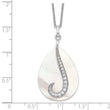 Sentimental Expressions Sterling Silver Rhodium-plated Mother of Pearl CZ Tear From Heaven 18in Necklace - Birthstone Company