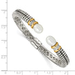 Sterling Silver 14K Gold Pearl Diamond Hinged Cuff Bracelet