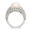 Shey Couture Sterling Silver Antiqued Freshwater Cultured Pearl and Diamond Ring - Birthstone Company