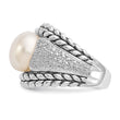 Shey Couture Sterling Silver Antiqued Freshwater Cultured Pearl and Diamond Ring - Birthstone Company
