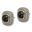 Onyx Button Stud Earrings in Sterling Silver, 16mm Antiqued & Textured