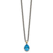 Shey Couture Sterling Silver Rhodium-plated with 14K Accent 18 Inch Antiqued Pear Shaped Blue Topaz Necklace - Birthstone Company