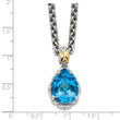 Shey Couture Sterling Silver Rhodium-plated with 14K Accent 18 Inch Antiqued Pear Shaped Blue Topaz Necklace - Birthstone Company