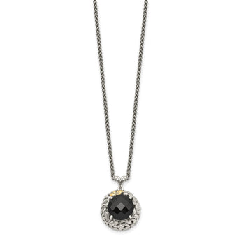 Black Onyx Necklace in Sterling Silver, 18x1.75mm, 18 Inch