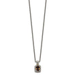 Checkerboard Smoky Quartz Necklace in Sterling Silver, 9x7mm, 18 Inch