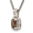 Checkerboard Smoky Quartz Necklace in Sterling Silver, 9x7mm, 18 Inch