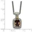 Checkerboard Smoky Quartz Necklace in Sterling Silver, 9x7mm, 18 Inch