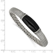 Sterling Silver Onyx Diamond Hinged Bangle Bracelet