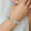 Sterling Silver 14K Gold Diamond Cuff Bracelet with Vintage Elegance - Birthstone Company