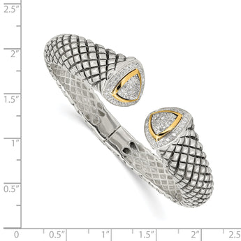 Sterling Silver 14K Gold Diamond Cuff Bracelet with Vintage Elegance - Birthstone Company