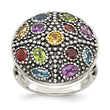 Shey Couture Sterling Silver with 14K Accent Antiqued .43Amethyst/.19Citrine/.32Blue Topaz/.32Peridot/.35Garnet Ring - Birthstone Company